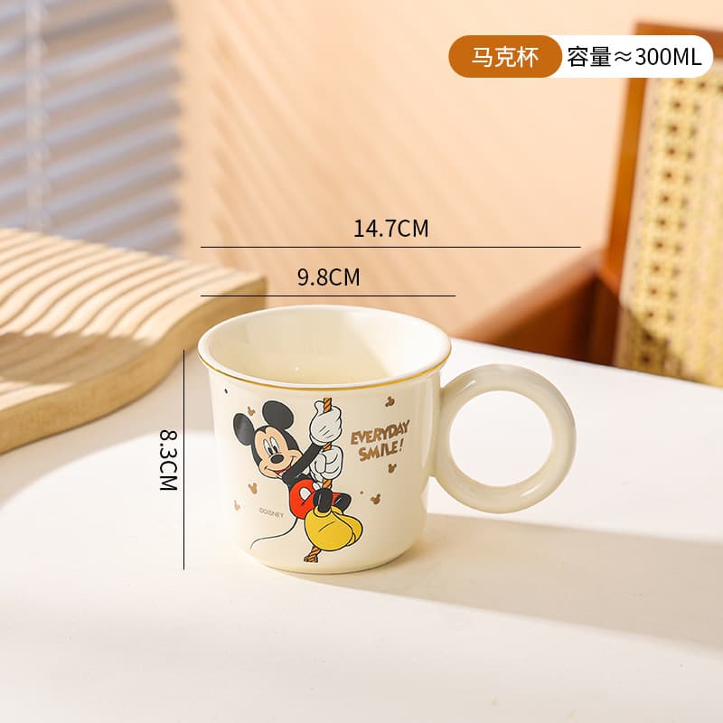 Disney Mickey Mouse Series Ceramic Dinnerware Set - Kids Rice Bowl and Plate Set with Cartoon Mug, Household Plate