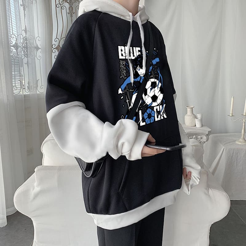 BLUE LOCK Anime Print Hoodie Spring/Fall Unisex Versatile Patchwork Hoodie