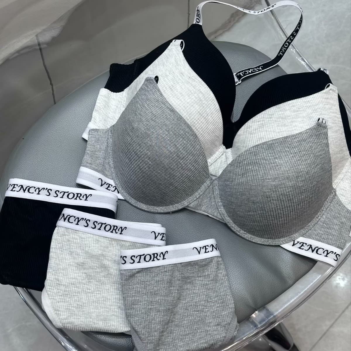 New Plus Size Women's Lingerie Sports Style Fashion Multi-Cup Bra Set Wholesale for Overseas Markets