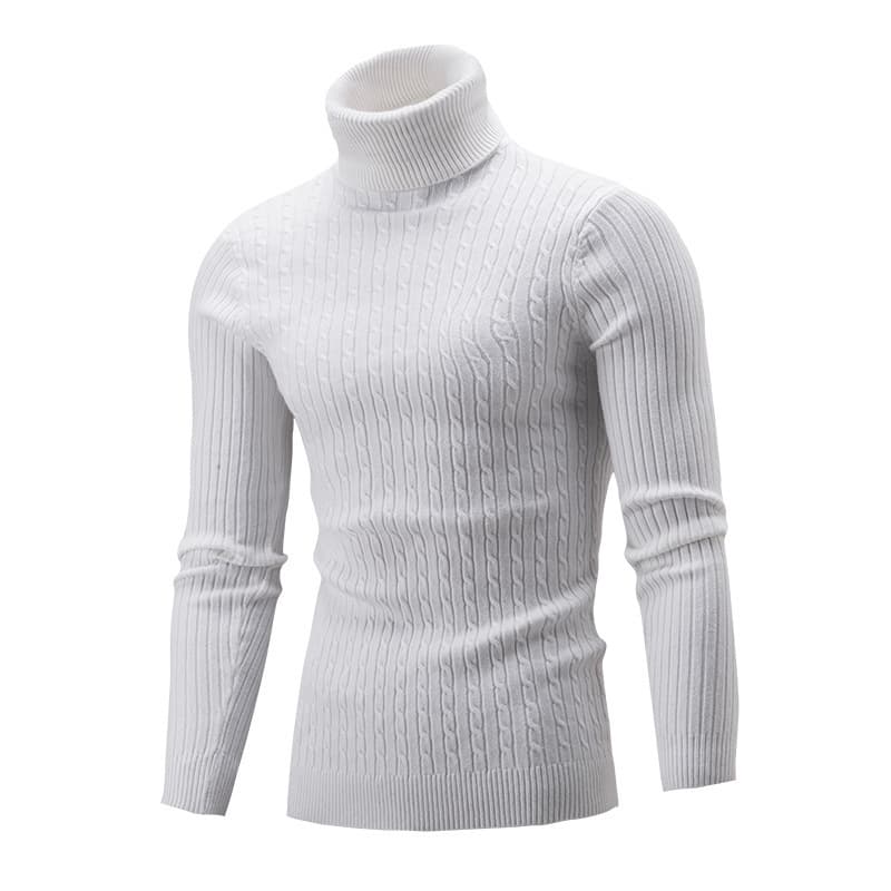 Factory wholesale AliExpress foreign trade sweater men knitwear autumn/winter new style European/American turtleneck solid color twist cable base layer shirt