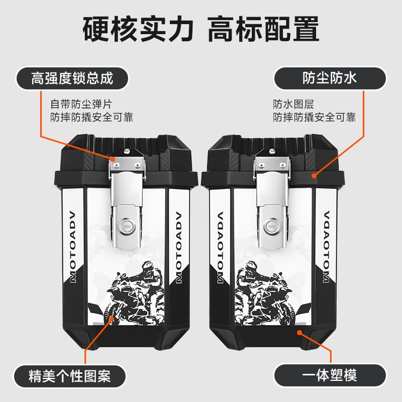 New Plastic Universal Side Cases for Motorcycle, Non-Aluminum Tail Box, Quick-Release Waterproof Rear Box, Side Box