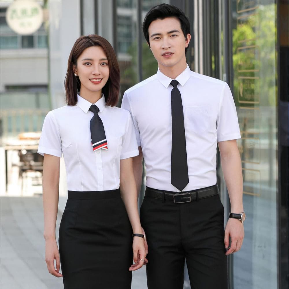 Custom shirt with embroidery and printed logo, short-sleeve workwear for men and women, summer uniform, real estate suit shirt, 4S store
