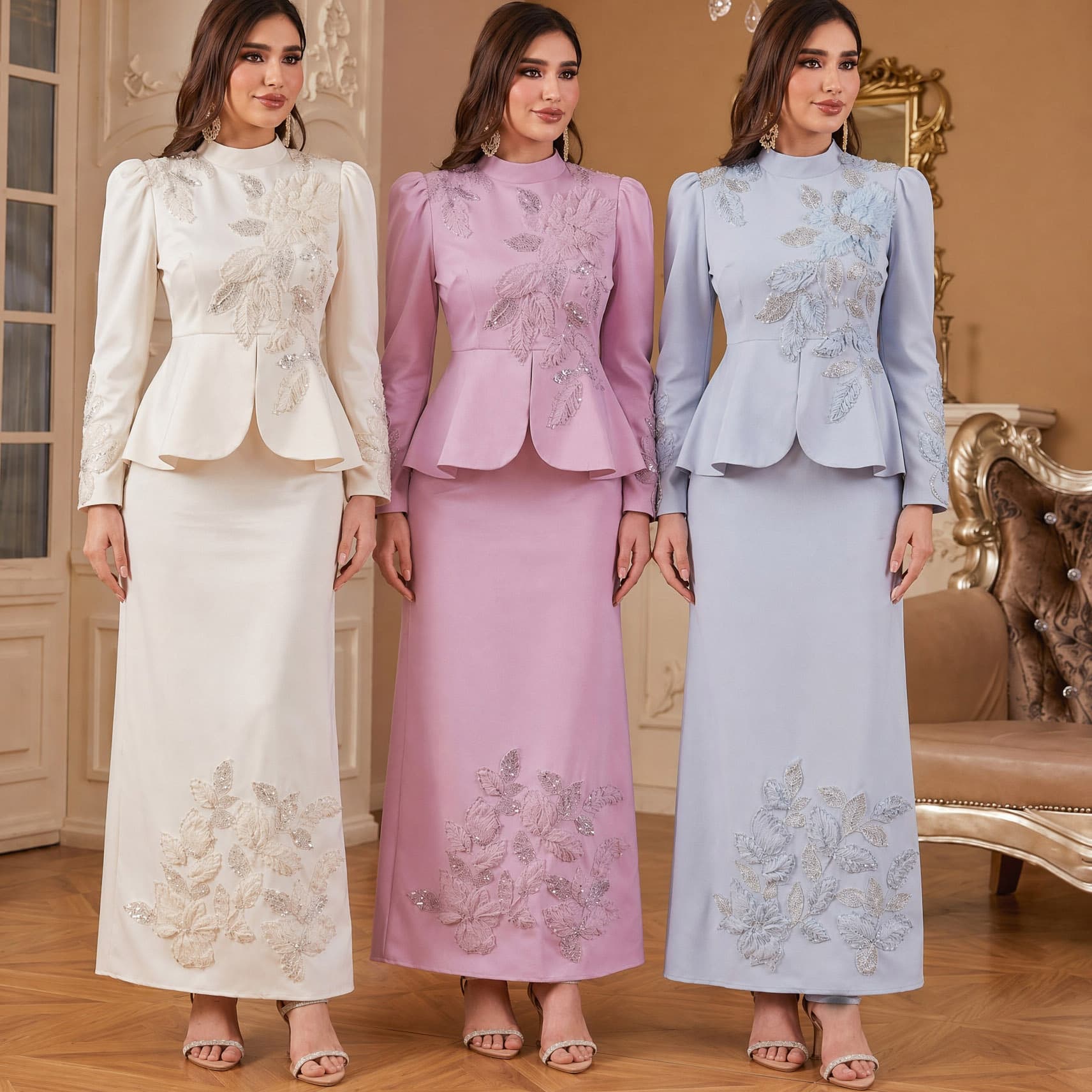 2026 New Cross-Border Heavy Embroidery Beaded Jacket and Skirt Set for Women Export Fashion