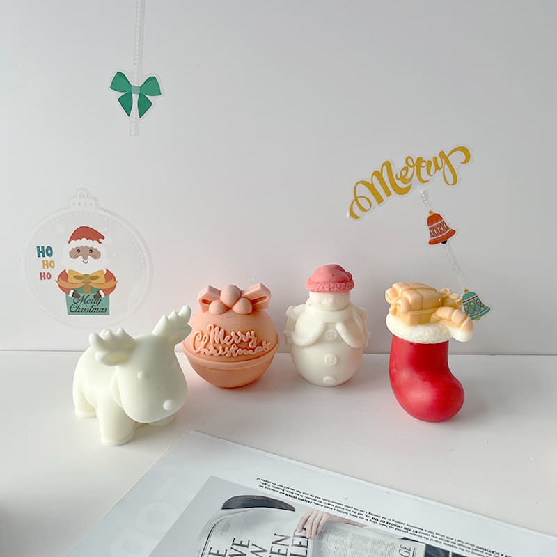 New Christmas Series Candle Silicone Mold DIY Christmas Aromatherapy Decorative Ornament Handmade Soap Plaster Mold