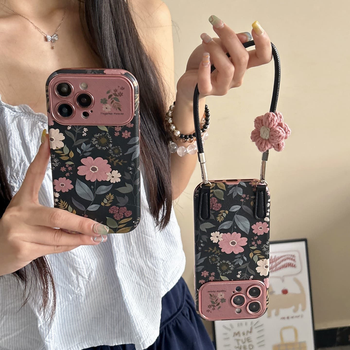 Vintage Pink Daisy Case for iPhone 17 Pro Max, Apple 16 Pro Phone Case 15/14 Simple