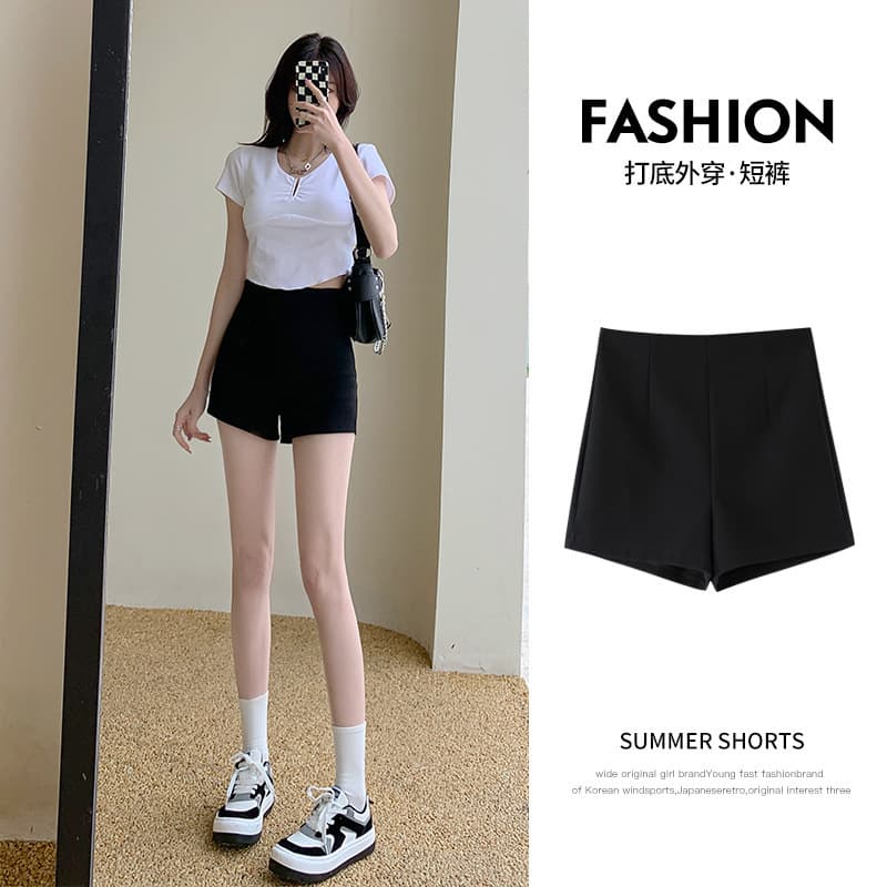 Women's Summer Shorts, Thin Style, Petite Fit, Anti-Exposure Lining, Versatile Black Shorts