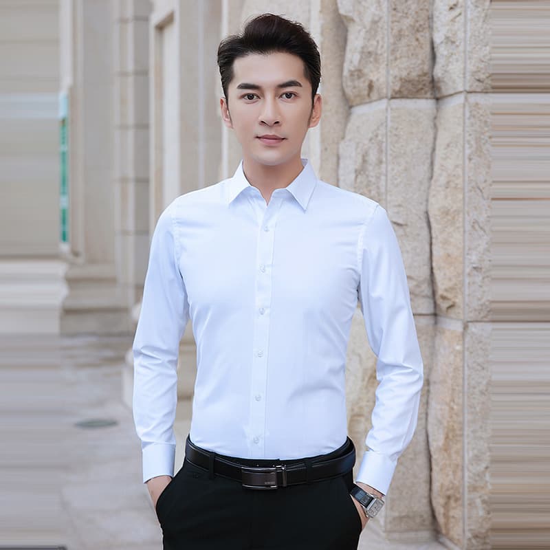Men's Long-Sleeve Non-Iron Slim Fit Business Work Shirt, Professional Dress Shirt, M-8XL