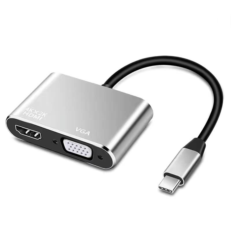 New 2-in-1 HUB docking station hub TYPEC TO VGA+HDMI high-definition splitter expansion dock