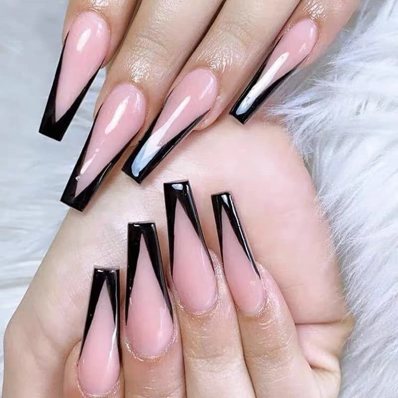 FULL COVER FRENCH NAILS PRESS ON TIPS COFFIN ACRYLIC NAIL A007