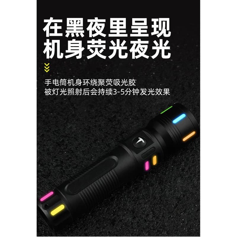 Cross-border Outdoor LED Flashlight, High-Power Multifunctional USB Rechargeable with Battery Display, for Night Fishing, Camping, and Patrol Lighting