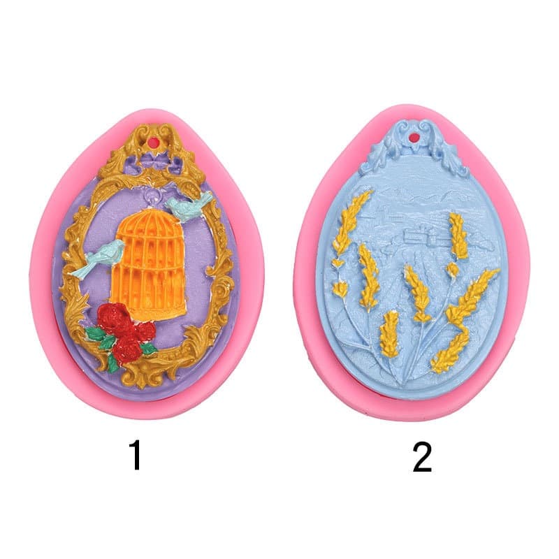 Holed ear wheat silicone mold retro birdcage aromatherapy plaster pendant mold chocolate fondant cake decoration