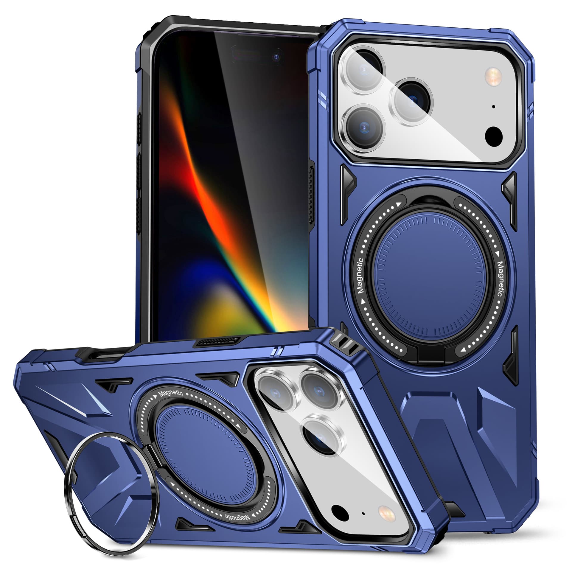 Cross-border Compatible iPhone 17 Pro Max Magnetic Bracket Phone Case Apple 16 2-in-1 Anti-Drop 15 Phone Case