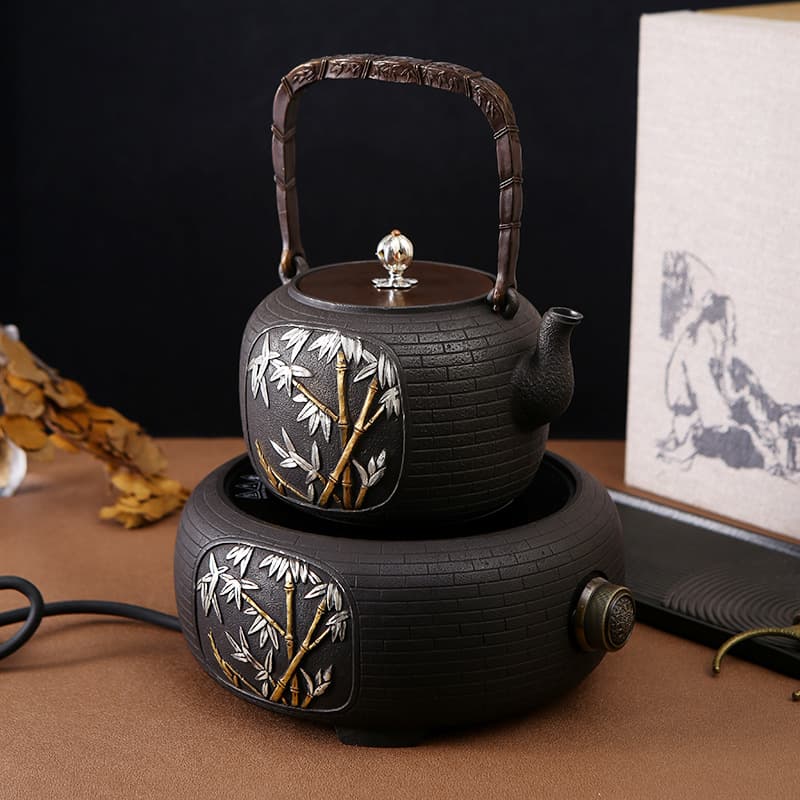 Japanese Uncoated Iron Kettle Tea Boiler Home Large Capacity Water Kettle Gift Tea Pot Cast Iron Electric Ceramic Stove Set