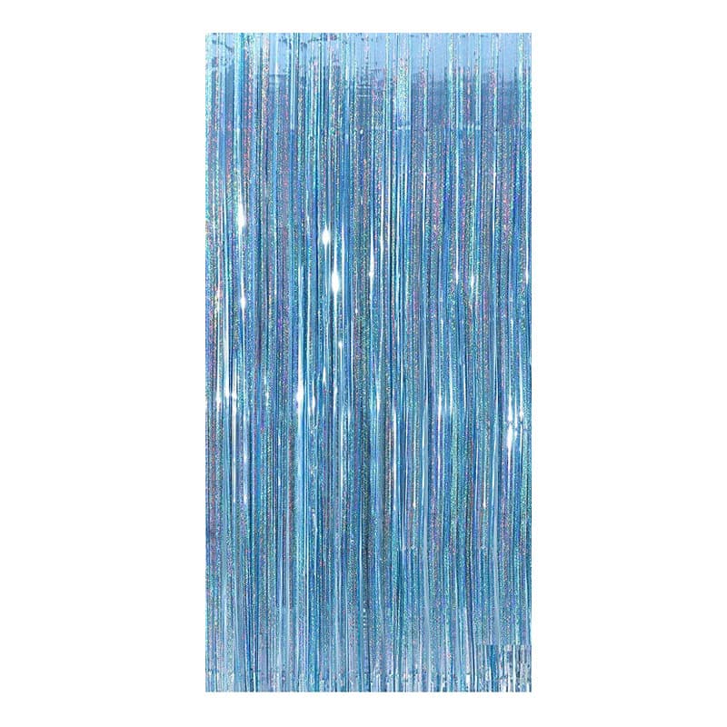 Cross-border Amazon Light Blue Curved Wave Rain Curtain Ocean Mermaid Theme Birthday Party Background Decoration