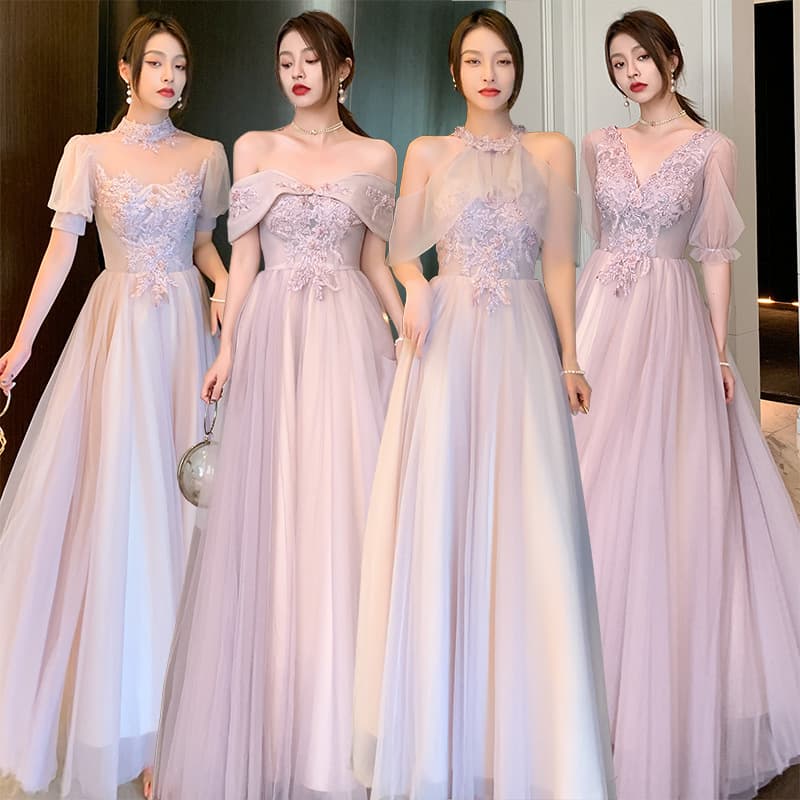 2026 Summer New Fairy Style Bridesmaid Dress Sisters Group Banquet Long Sleeve Slimming Arm Covering Gown Women