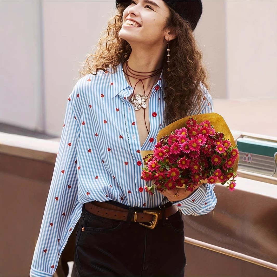 Cross-border EU/US Plus Size All-over Print, Multiple Pattern Options, Long Sleeve Loose Casual Top Plus Size Shirt