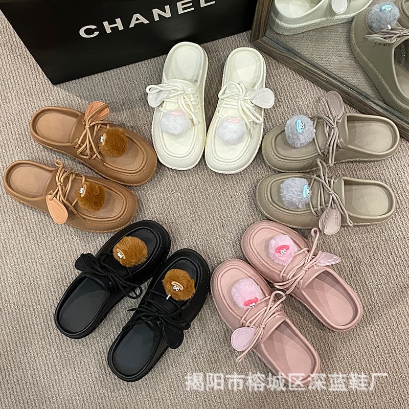 Mary Jane Fashion Shoes for Women Cute Thick Sole Summer Sweet Bow 2025 Outer Wear New Baotou Slippers for Women