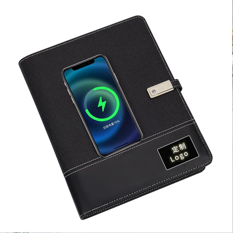 Multifunctional pocketbook wireless power bank notebook A4 loose-leaf notepad power bank cover logo business