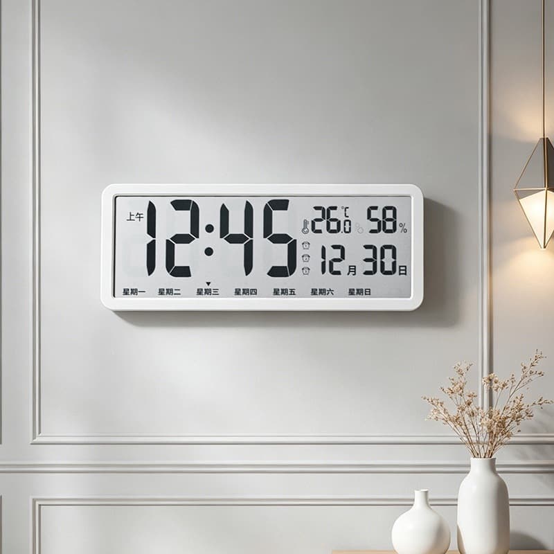 Digital clock electronic clock LCD desktop time display date temperature and humidity wall hanging living room YD105 wall clock silent