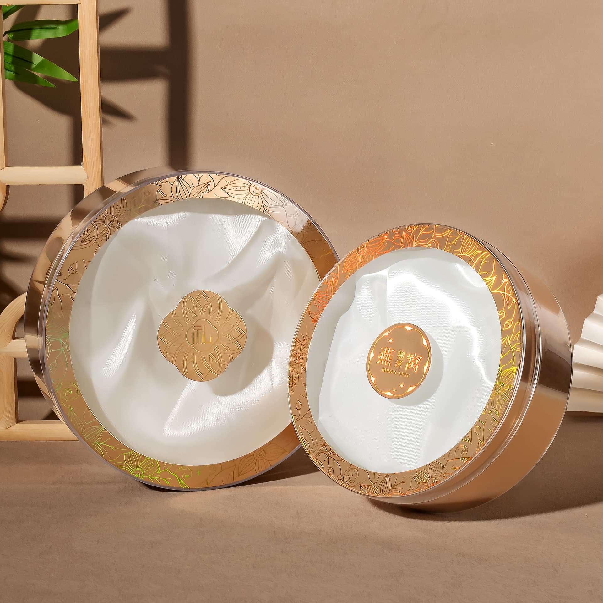 New High-end Laser Bird's Nest Round Box Acrylic Packaging Box American Ginseng Dendrobium Universal Sealed Box Gift Box