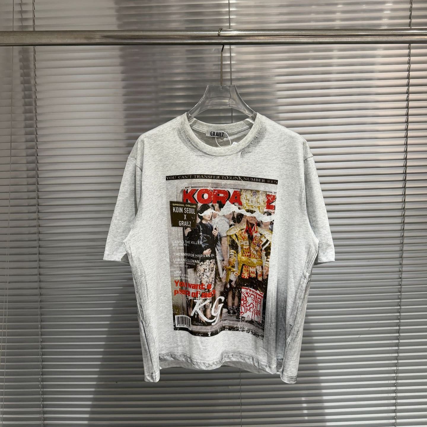 Grailz Project G/R Poster-Style Distressed Dirty-Dyed Hand-Painted Printed Washed Short-Sleeve T-Shirt