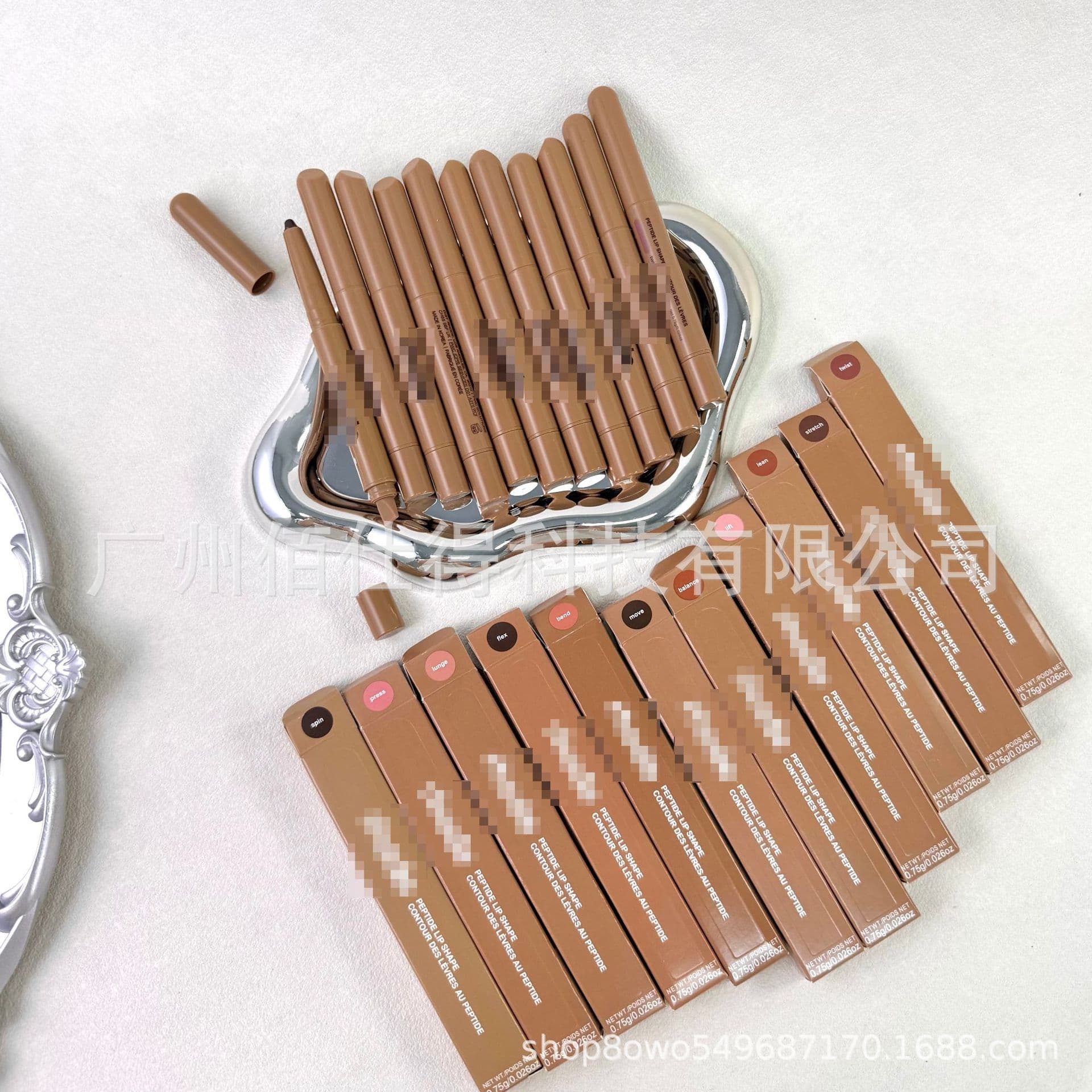 Cross-border In Stock Lip Liner Hailey Same Style Multi-Peptide Double-Ended Silky Matte 0.75g peptide lip shape