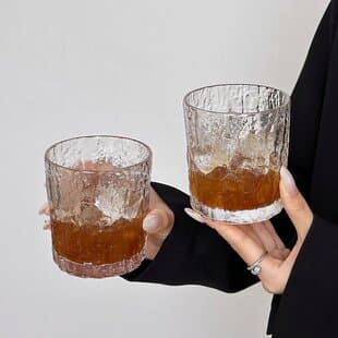Vintage Embossed Glass Cup Simple Cloth Texture High Appearance Whiskey Glass Beer Cup Water Cup Coffee Cup Tea Cup
