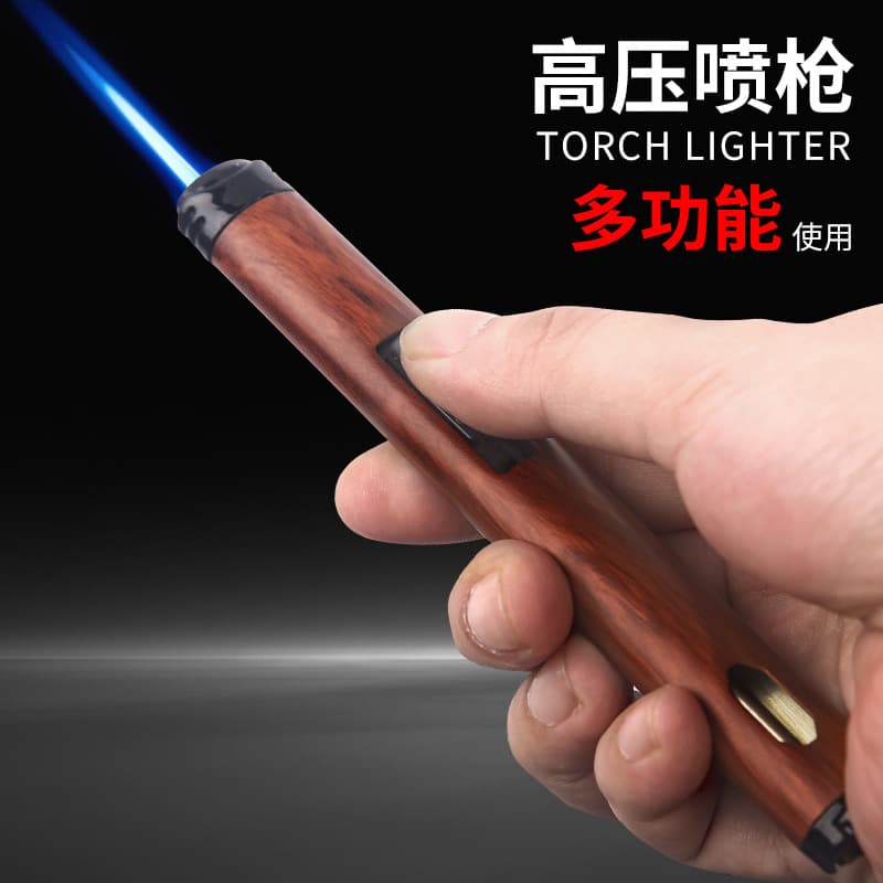 Household Direct-Flame Blue Flame Lighter Windproof for Moxibustion and Cigars Portable Refillable Lighter Wholesale