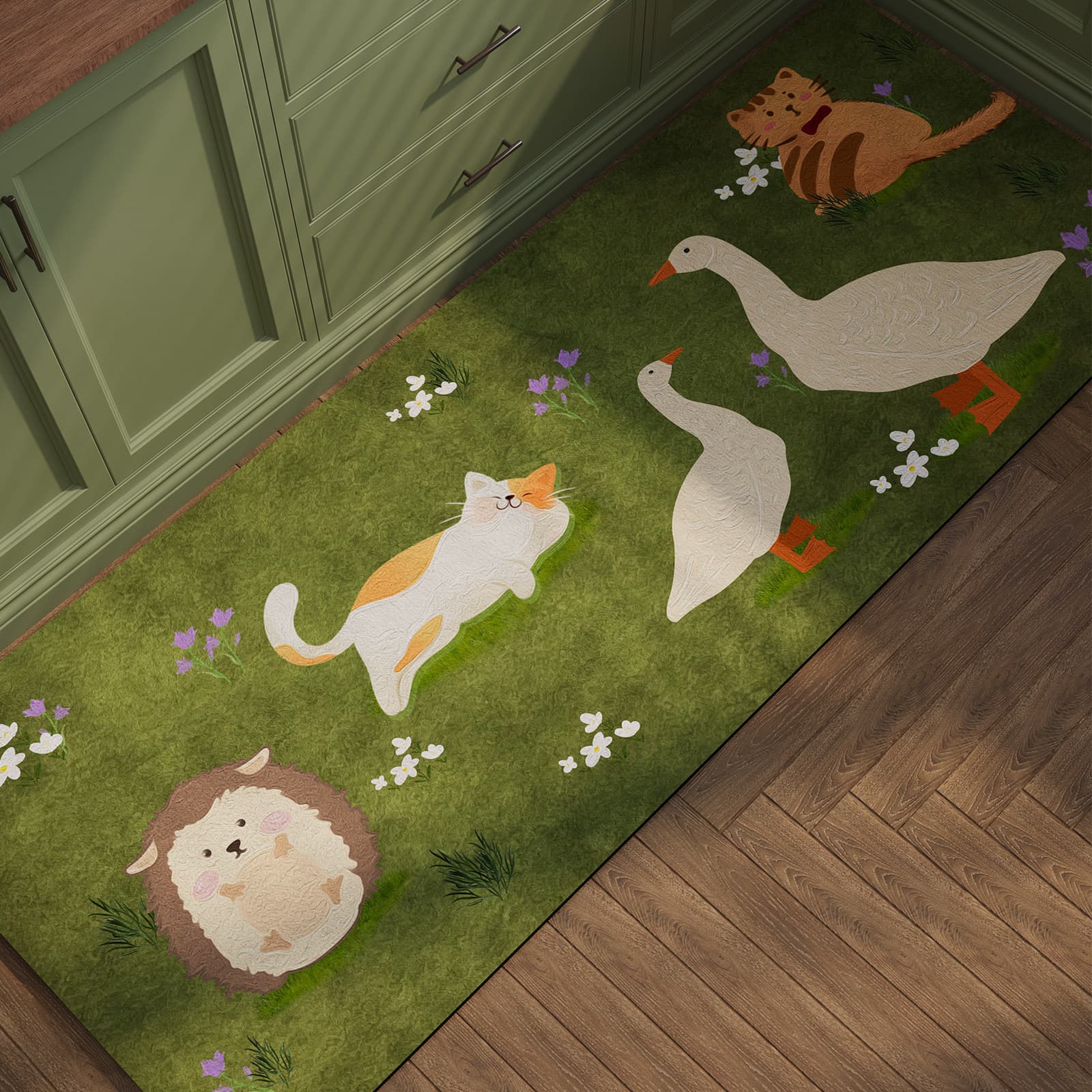 Simple kitchen floor mats, household non-slip, oil-proof, wipeable, washable, water-absorbent floor mats, diatom mud kitchen special carpet mats