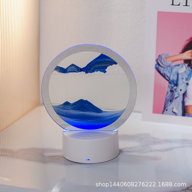 3D Glass Sandscape Art Decorative Gift Night Light Desk Lamp USB Powered Living Room Home Decor Gift for Boys and Girls