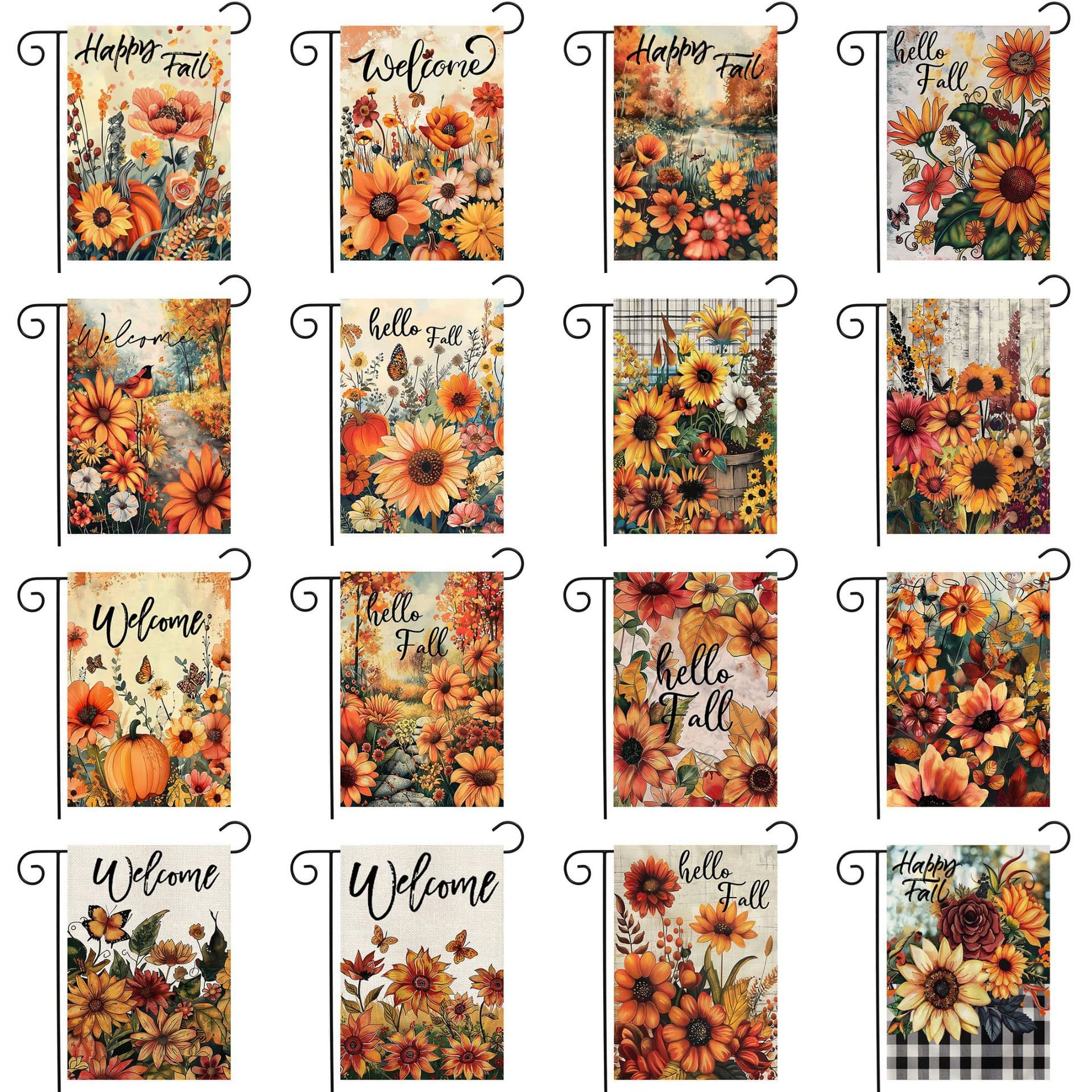 New cross-border autumn garden flag, autumn floral outdoor farm decoration linen double-sided garden flag