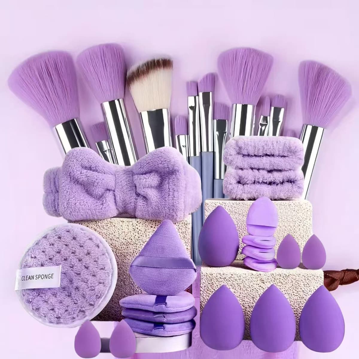 Cross-border Makeup Tool Set 20pcs 40pcs 42pcs 56pcs Beauty Blender Makeup Brush Powder Puff Set