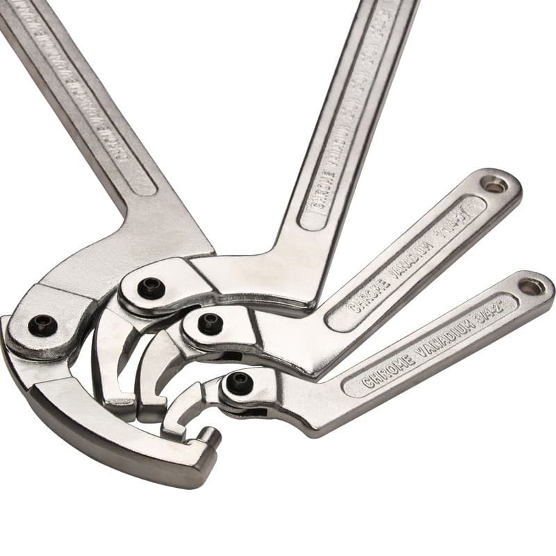 Adjustable crescent wrench water meter wrench multi-function hook head removal water meter cover special shock absorber round nut wrench