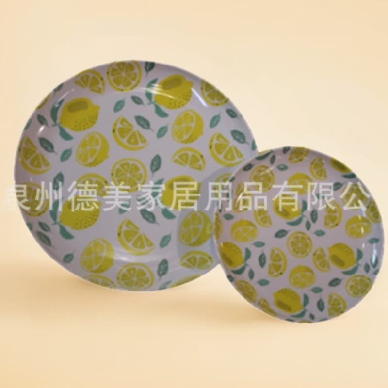 Lemon pattern melamine dinner plate 2024 lemon western dinner plate 8/10 inch foreign trade melamine dinner plate