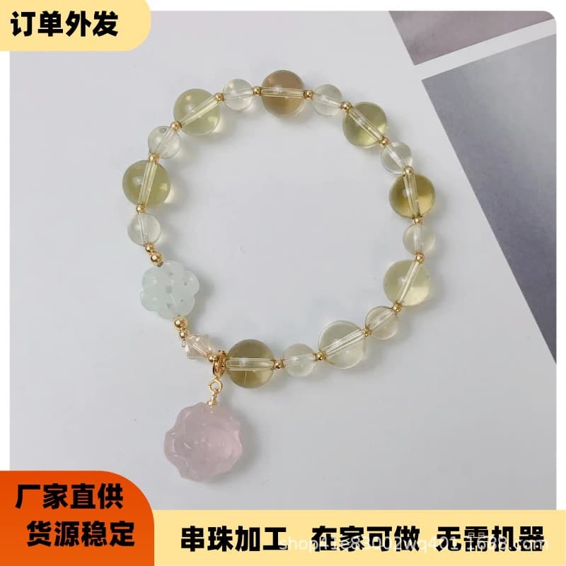 Factory provides orders for simple bead stringing and manual assembly work at home, with buyback guarantee and external distribution for processing.