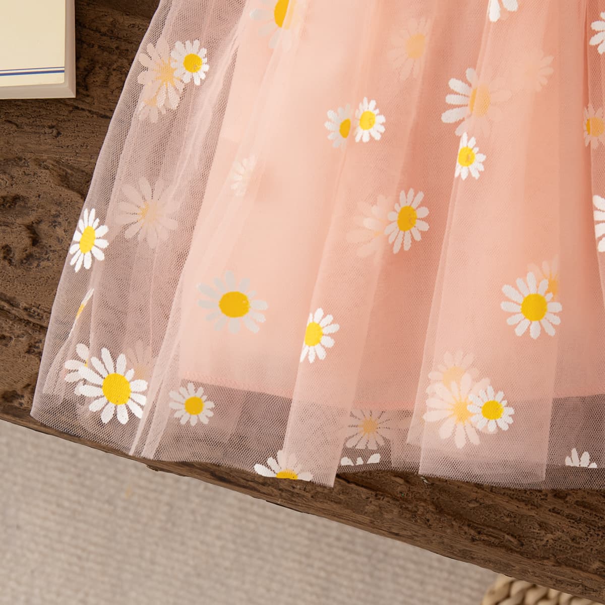 Girls' Dress Korean Style New Korean Daisy Baby Girls' Puffy Tulle Dress with Butterfly Sleeves 1st Birthday Princess Dress