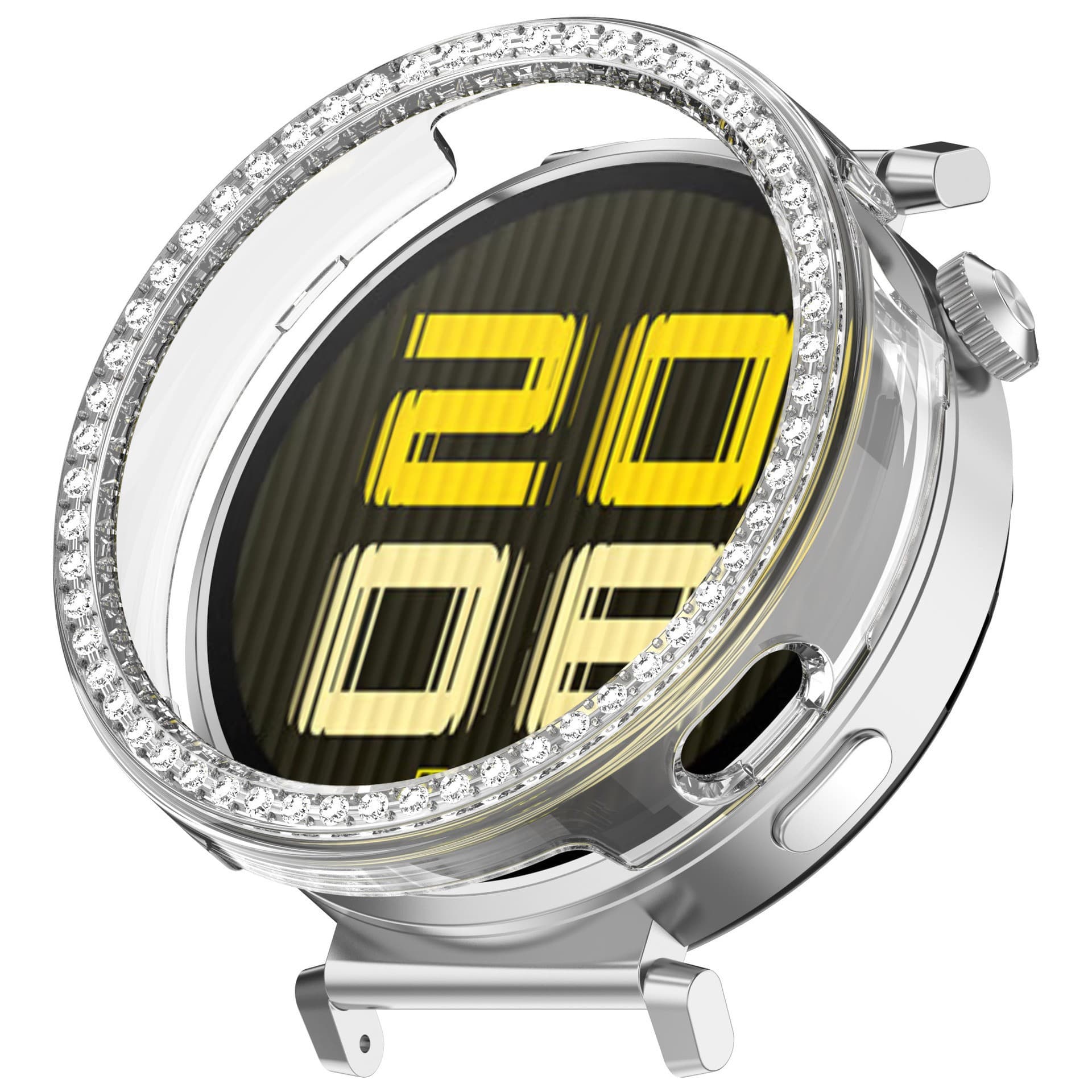 Compatible with Huawei GT5 Pro Ceramic Watch PC Diamond-Embedded Hollow Protective Case Sports Smart Cover for GT4 Women