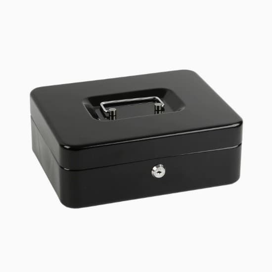 Metal Cash Box with Key, Lockable Money Storage Safe with Handle