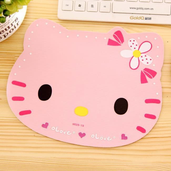 Cute Cartoon Mouse Pad for Girls, Silicone Soft Gaming Office Mouse Pad, Creative Cat Head Pink Mouse Pad