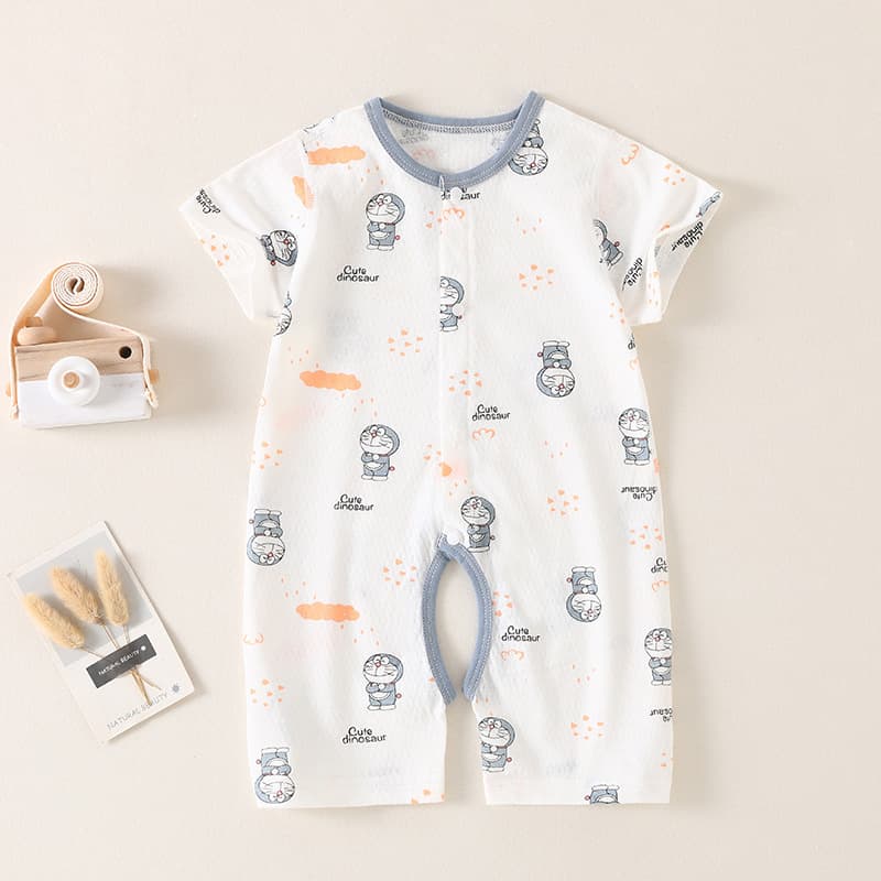 Baby Jacquard Romper Summer Thin Style Infant Crawling Suit Boys Girls Short Sleepwear Seamless Air Conditioning Suit