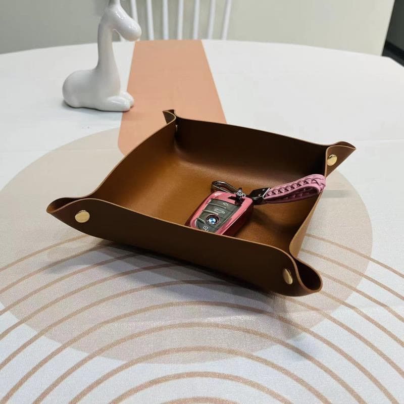 pu leather fruit plate storage box desktop storage table European leather jewelry cosmetics key pu square