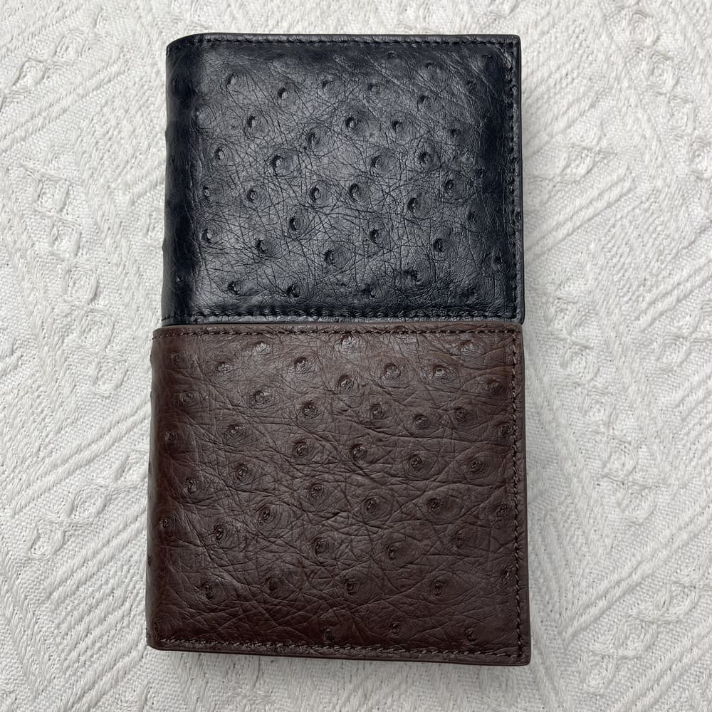 Ostrich Leather New Men's Wallet Short Genuine Leather Wallet Integrated Card Holder Business Casual Small Wallet Cross-Border Wholesale