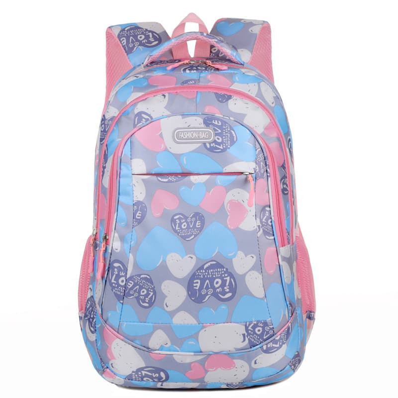Cross-border Wholesale Women's Backpack Lightweight Water-repellent Heart Print Backpack Versatile Travel School Bag for Students
