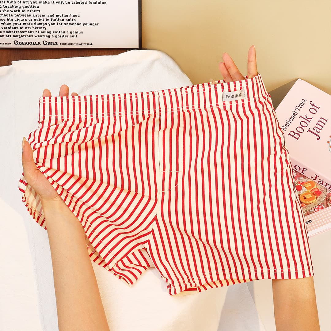 Men's cotton boxer briefs, plus size, loose fit, comfortable, casual, pajamas, sporty, trendy striped underwear, youth boxer briefs