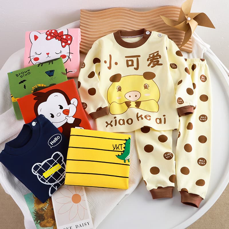 Children's Autumn/Winter Cotton Thermal Underwear Set, Pure Cotton Baby Bodysuit, Boys' Long Johns, Spring Outfit