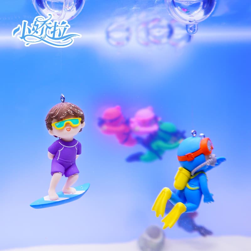 Blue Fatty Little Diver Aquarium Ornament Scenery Decoration Floating Decor Pet Aquatic Plant Scenery Aquarium Decoration