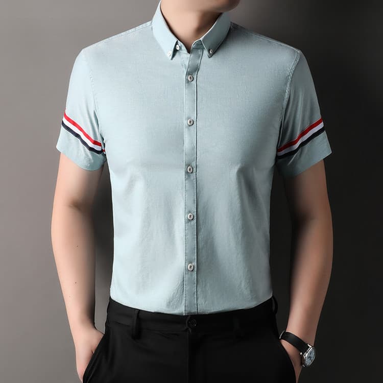 Genuine Tommy La Meng 100% cotton short-sleeved shirt men's summer Oxford spinning professional workwear short-sleeved shirt for men