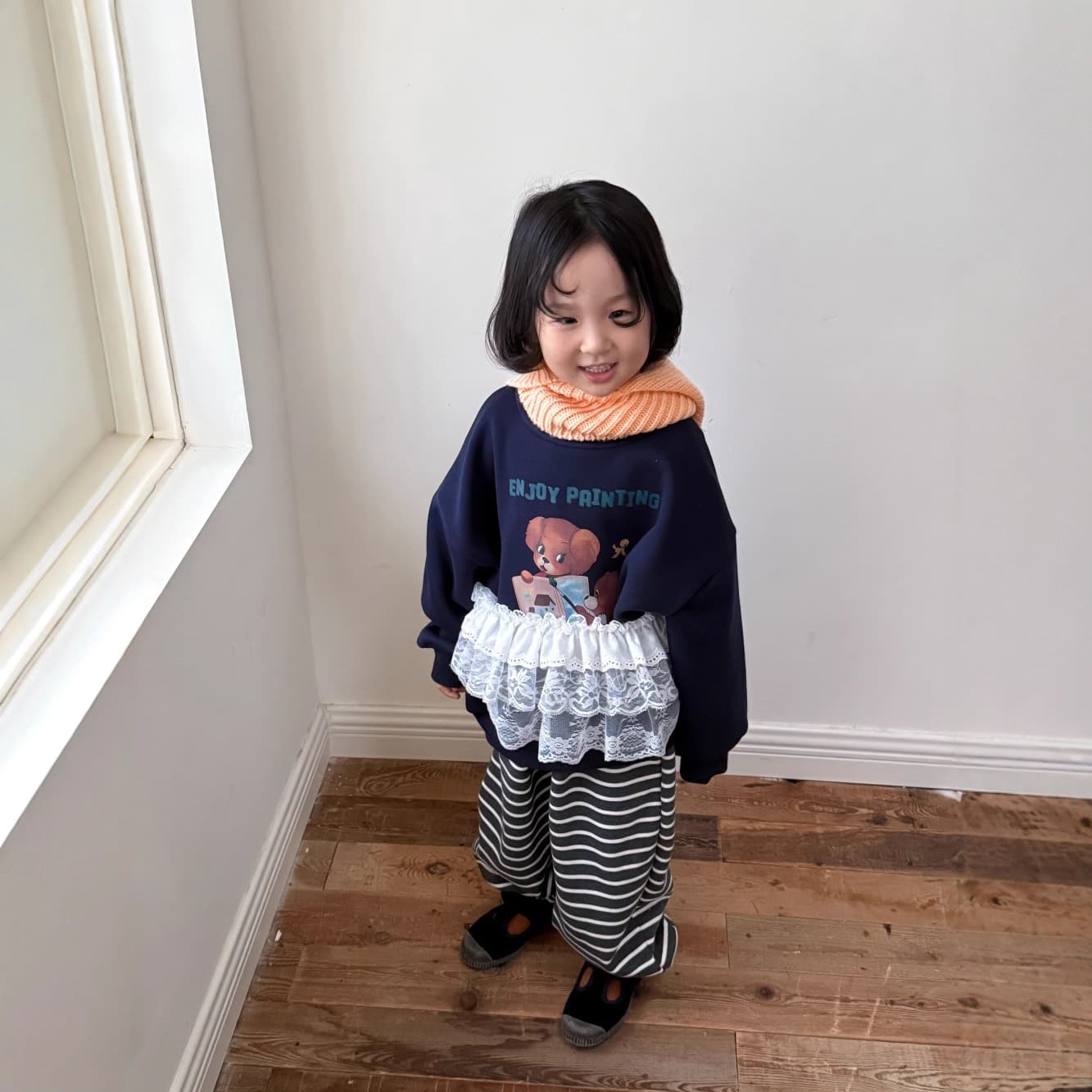 Half Pomelo Children's Sweatshirt 2026 Winter Girls Korean Version Cartoon Printed Letters Plus Velvet Sweatshirt Children's Round Neck Top