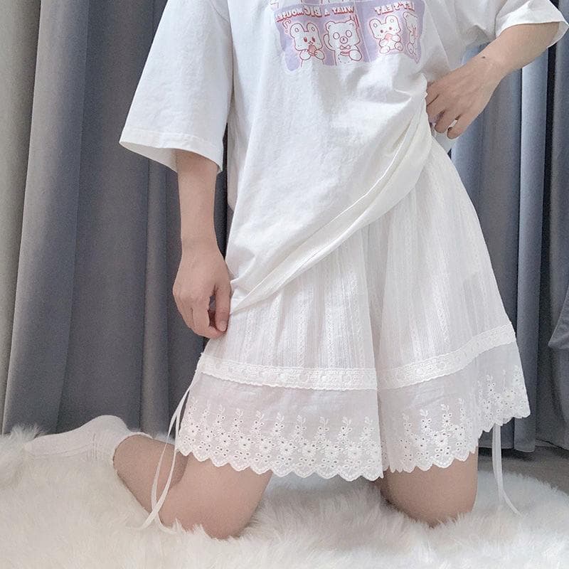 Cotton Anti-Flash Shorts for Women 2023 New Style Inner Lining JK Skirt Loose Lace Safety Shorts