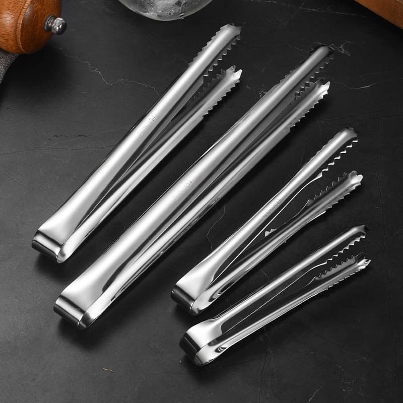 304 Stainless Steel Ice Tongs, Restaurant and Bar Ice Cube and Towel Tongs, Cube Food Tongs, Multi-Functional Compact BBQ Tongs